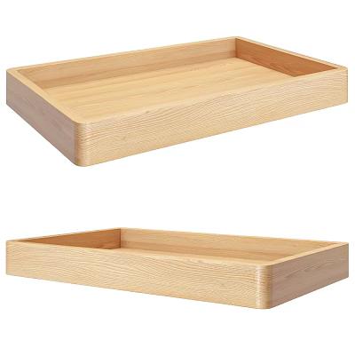 Set of Two Natural Wooden Trays for Home Storage and Decorative Use 3d model
