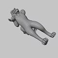 3D Anthropomorphic Wolf Game Character Posing With Blue Black Fur White Chest And Extended Hand