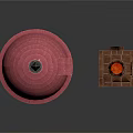 Brick Building Models Featuring Red Dome Tower And Small Chimney Structure