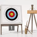 Outdoor Shooting Public Facility Featuring Target Stand Bow Arrows And Quiver