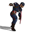 Captain America In Classic Superhero Uniform With Red White Blue Shield And Dynamic Battle Stance