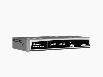 Strong SRT Digital TV Receiver With Display Screen Showing Time And Control Buttons 3d model