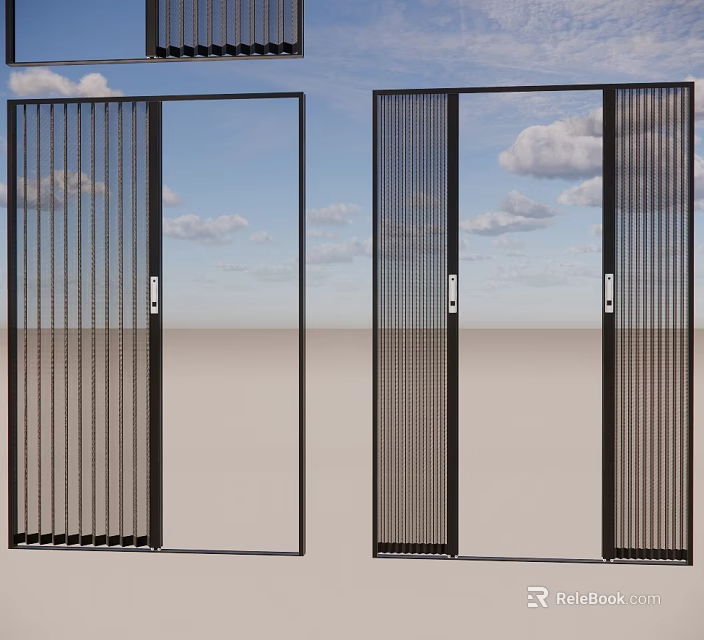 Modern Metal Switch Panel With Vertical Striped Design For Outdoor Door Applications 3d model 