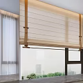 Beige Roman Blind With Textured Linen Fabric Tiebacks On Window In Modern Interior Greenery View