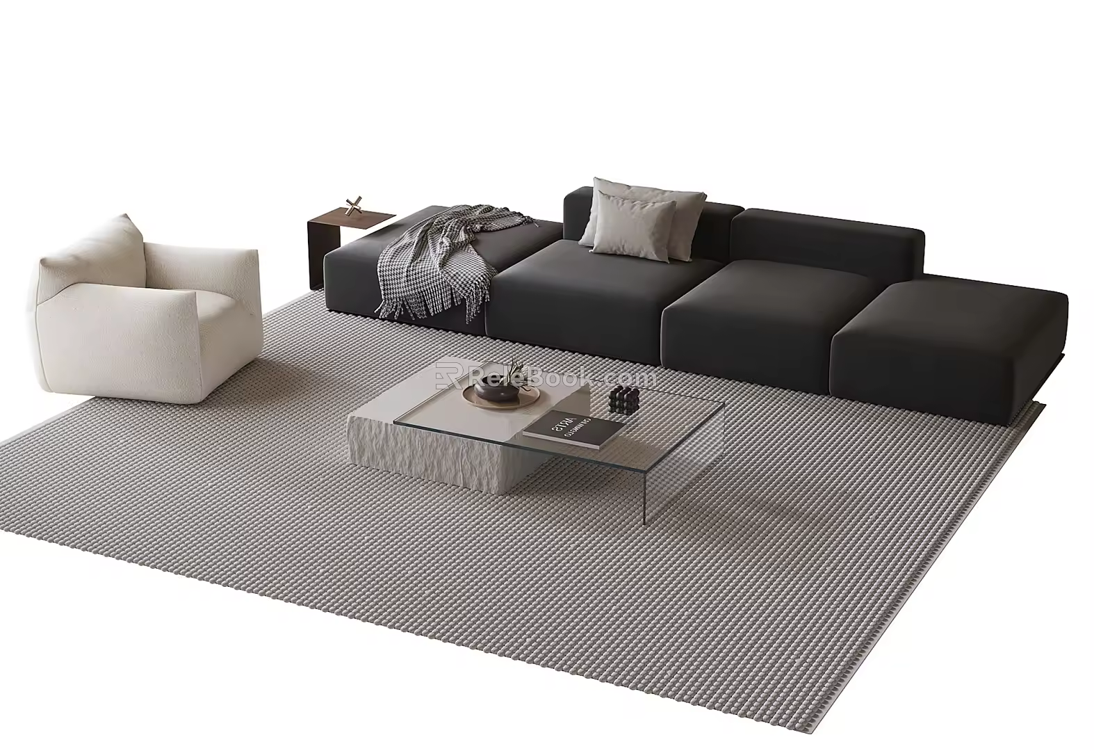 Modern Sofa Coffee Table Combination Coffee Table Single Sofa 3d model