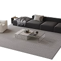 Modern Sofa Coffee Table Combination Coffee Table Single Sofa 3d model