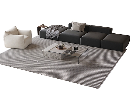 Modern Sofa Coffee Table Combination Coffee Table Single Sofa 3d model