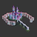 Enchanting Floating Island Castle With Blue Spires And Encircling Walls