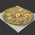 Delicious Fruit And Vegetable Pizza With Colorful Toppings On A Black Plate