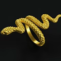 Elegant Golden Snake Shaped Ring with Intricate Design for Luxury Jewelry Collection