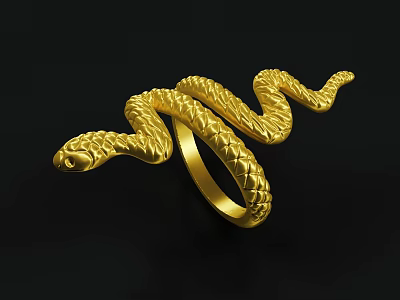 Elegant Golden Snake Shaped Ring with Intricate Design for Luxury Jewelry Collection 3d model