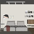 Modern double sofa sofa coffee table combination 3d model