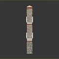 Wood And Stone Architectural Model With Arched Windows And Layered Design