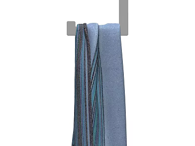 Soft Blue Striped Towel Hanging On Metal Rack For Bathroom Use 3d model