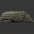 Natural Stacked Wood Logs Featuring Varied Lengths And Smooth Textured Surfaces