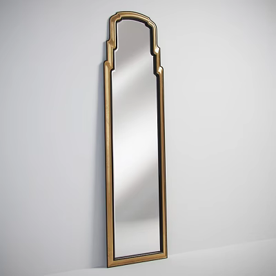 Elegant Wall Mounted Mirror With Golden Decorative Frame And Reflective Surface 3d model