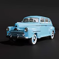 Light Blue Classic Station Wagon With Vintage Design And White Wheels