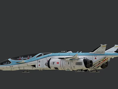 Advanced Blue And White Fighter Jet With Aerodynamic Design And Twin Engine For Military Use 3d model
