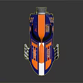 Blue And Orange Race Car With Winston Logo And Streamlined Body Design