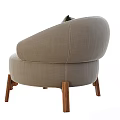 Modern Single Sofa Fabric Upholstered With Curved Armrest Green Cushion And Wooden Legs