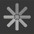 Silver Metal Mechanical Equipment With Radial Blades And Central Shaft Structure