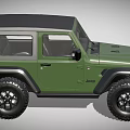 Green Jeep Wrangler Convertible With Off Road Tires And Front Grille