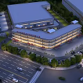 Modern Industrial Factory Building With Multi Story Structure Parking Lot And Landscaping