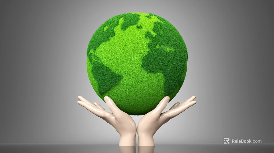 Green Grass Covered Earth Held By Human Hands For Environmental Protection 3d model 