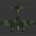 Vintage WWII German Military Aircraft Model With Green Camouflage And Black Cross