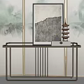 New Chinese style end view table side table long table hanging pictures 3d model