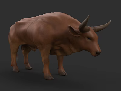 Realistic Brown Bull 3D Model With Detailed Horns And Standing Pose 3d model