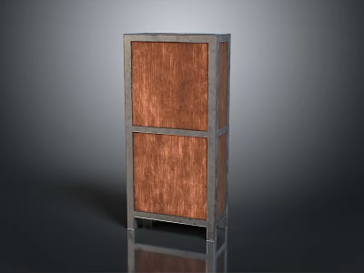 Modern Storage Cabinet With Metal Frame And Wooden Doors In Minimalist Design 3d model