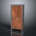 Modern Storage Cabinet With Metal Frame And Wooden Doors In Minimalist Design