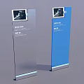 Modern Standing Wayfinding Signs With Stainless Steel And Blue Design