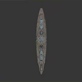Historical Battleship Model With Masts Cannons Light Blue And Brown Color