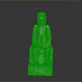Traditional Man In Ancient Robes With Long Beard Wooden Sculpture Sitting On Red Pedestal Base