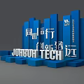 JOABOA TECH Photo Check In Spot Featuring Blue 3D Structure And Unity Innovation Slogan 3d model