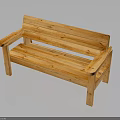 Natural Wooden Bench With Armrests Slatted Seat And Sturdy Legs Design