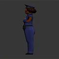 3D Police Officer Character with K9 Dog Standing Arms Outstretched in Blue Uniform