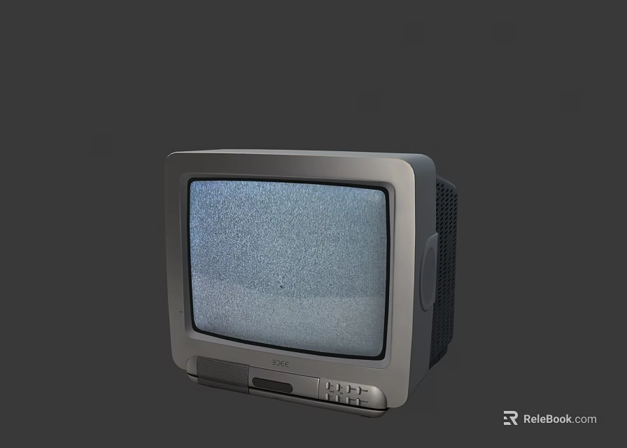 Vintage Television Set With Static Screen Gray Body And Classic Design 3d model 