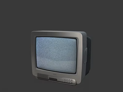 Vintage Television Set With Static Screen Gray Body And Classic Design 3d model