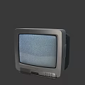 Vintage Television Set With Static Screen Gray Body And Classic Design