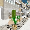 Modern Shopping Mall Hall Interior With Shoppers Display Counters And Storefronts 3d model
