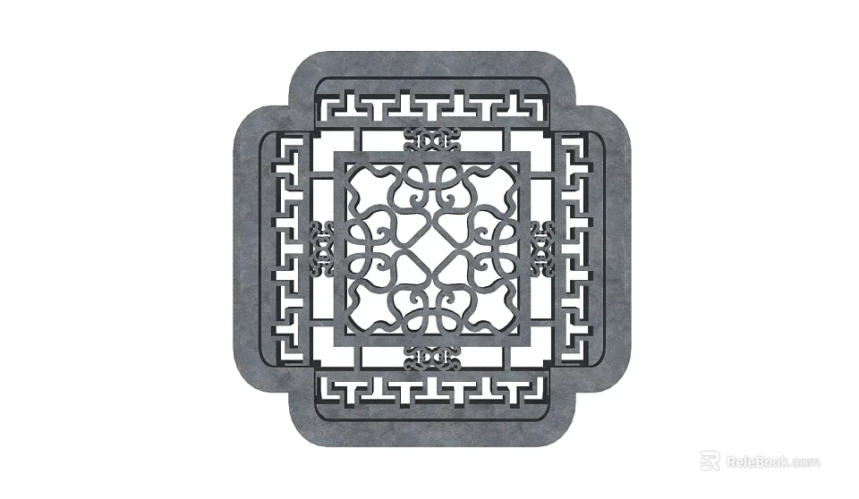 Classic Traditional Chinese Lattice Window Design With Intricate Decorative Patterns And Ornate Details 3d model 
