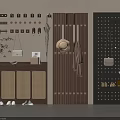 Modern Minimalist Shoe Cabinet With Rattan Doors Hanging Rail And Bag Storage Hooks