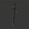 Medieval Metal Sword With Decorative Hilt And Long Sharp Blade Design