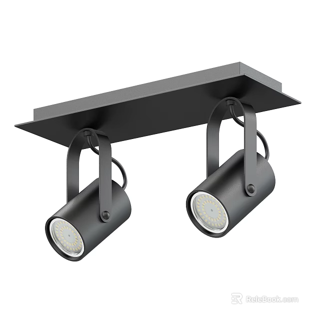 Modern Black Two Head Spotlights Bar Ceiling Mounted Lighting Fixture Design 3d model