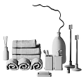Cozy Bathroom Essentials With Towels Diffuser And Candles 3d model