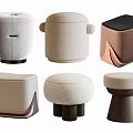 Soft Upholstered Sofa Stools With Various Designs Neutral Colors And Sturdy Bases 3d model