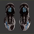 High Top Dark Brown Sneakers With White Blue Accents And Mesh Lace Design